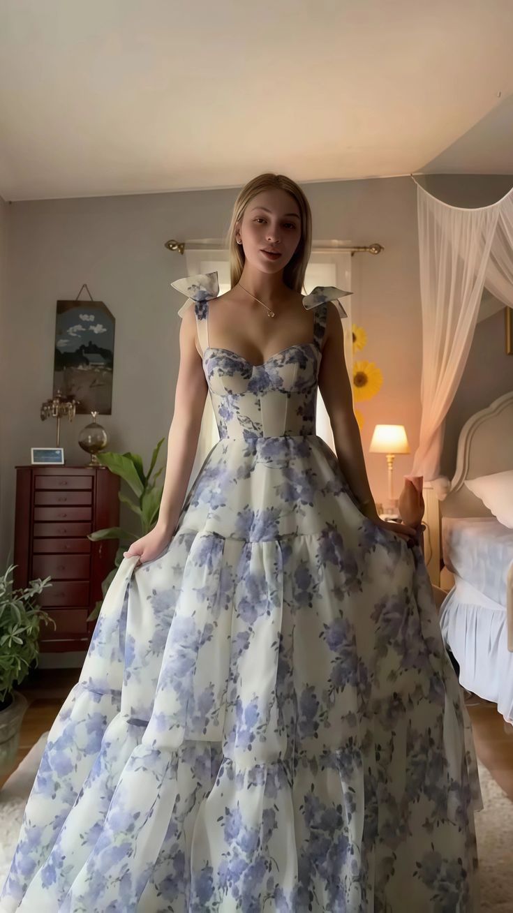 Beautiful Floral Chiffon Elegant Long Classy Prom Dress Classy Evening Gown Party Dress