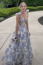 Beautiful Floral Print Chiffon Long Classy Prom Dress Classy Evening Dress