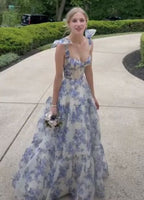 Beautiful Floral Print Chiffon Long Classy Prom Dress Classy Evening Dress
