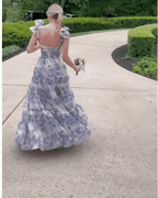 Beautiful Floral Print Chiffon Long Classy Prom Dress Classy Evening Dress