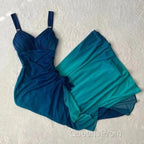 Beautiful Gradient Blue Glitter Chiffon Sweetheart Neck Evening Prom Dress Birthday Dress