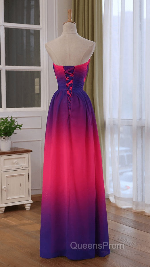 Beautiful Gradient Chiffon Sweetheart Beaded Evening Prom Dress A-line Gradient Party Dress Evening Prom Dress shops