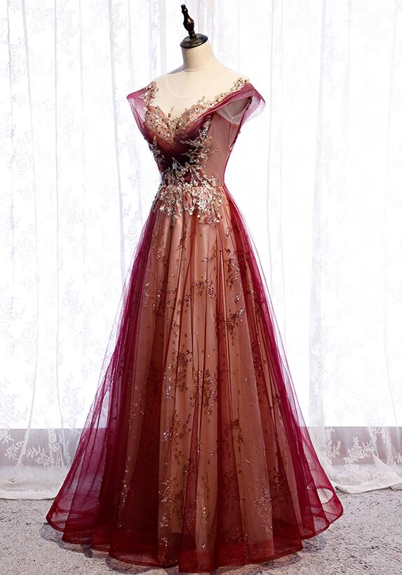 Beautiful Gradient Tulle Sweetheart A-Line Classy Prom Dress, Charming Classy Gown