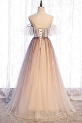 Beautiful Gradient Tulle With Straps Sweetheart Party Dress, A-Line Tulle Evening Dress Evening Prom Dress
