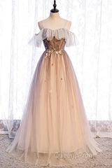 Beautiful Gradient Tulle With Straps Sweetheart Party Dress, A-Line Tulle Evening Dress Evening Prom Dress