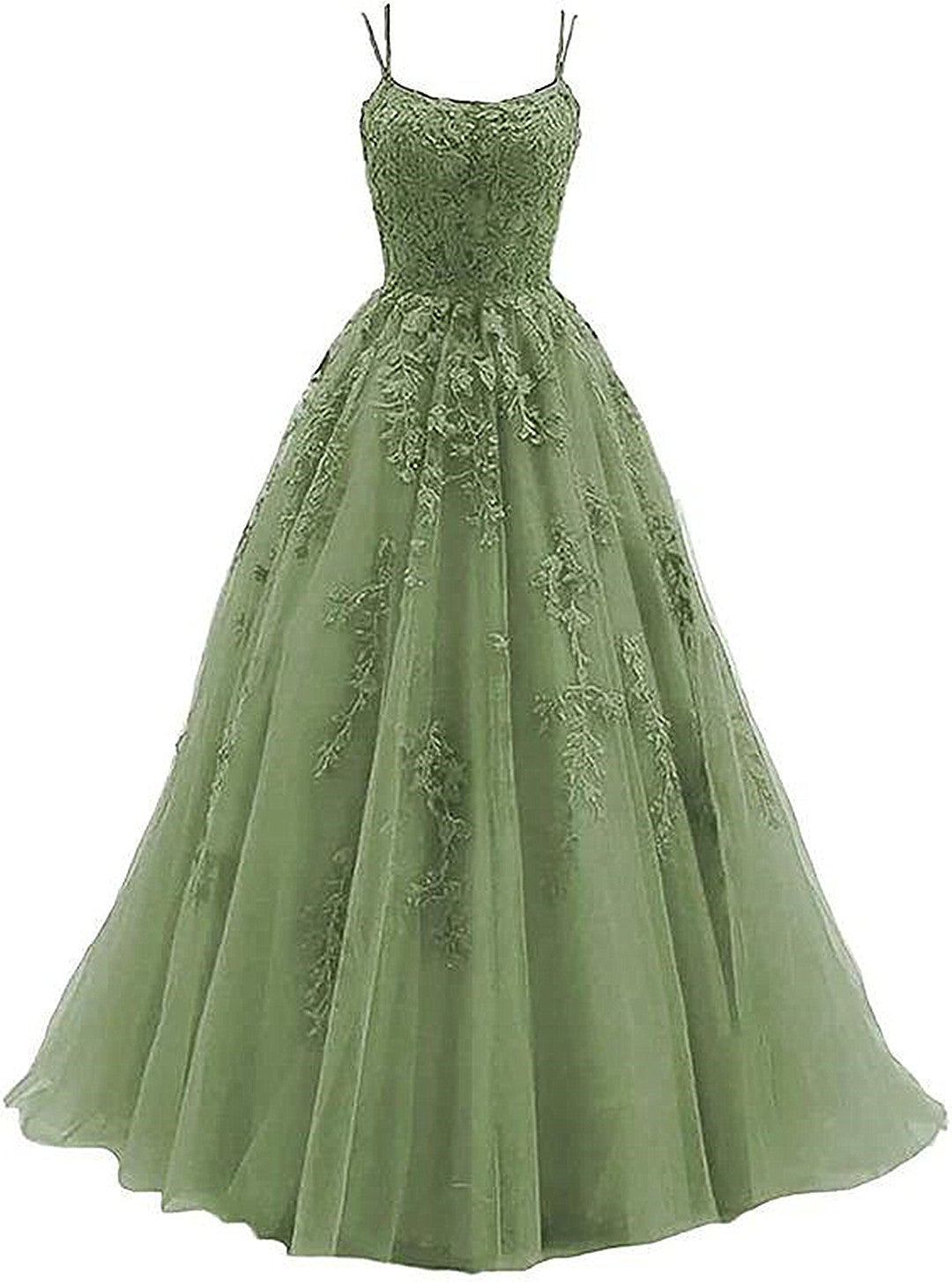 Beautiful Green Tulle With Lace Applique Classy Gown, Green Classy Evening Classy Prom Dress Secondary image