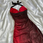 Beautiful Halter Birthday Party Dress Red Classy Prom Dress
