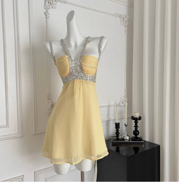 Beautiful Heavy Sequined Halter Neck Suspender Chiffon 17Th Birthday Homecoming Dress Secondary image