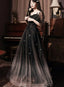 Beautiful Lace Applique Top Gradient Tulle Long Party Dress, Black Long Classy Dress Classy Prom Dress