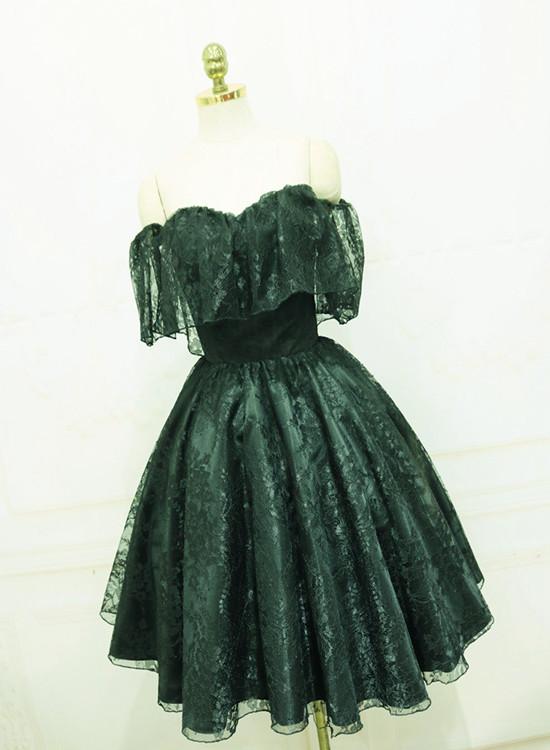 Beautiful Lace Green Off Shoulder Knee Length Party Dress, Homecoming Dress Main image
