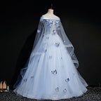 Beautiful Light Blue Ball Gown Lace-Up Party Dress, Blue Classy Prom Dress