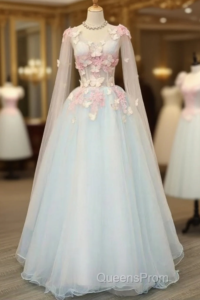 Beautiful Light Blue Long Formal Dress Party Dress, Unique Blue Evening Prom Dress Gown Main image