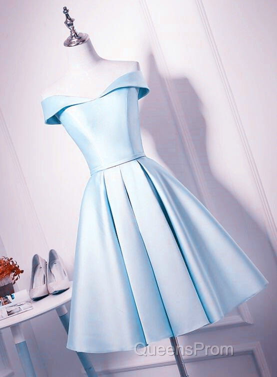 Beautiful Light Blue Satin Sweetheart Homecoming Dress, Blue Short Evening Prom Dress Secondary image