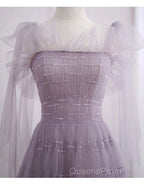 Beautiful Light Purple Tea Length Soft Tulle Party Dress, Cute Short Homecoming Dress Formal Dress