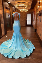 Beautiful Long Sleeveless Mermaid Evening Prom Dress With Beading