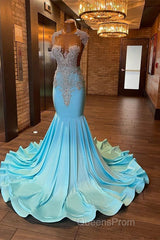Beautiful Long Sleeveless Mermaid Evening Prom Dress With Beading