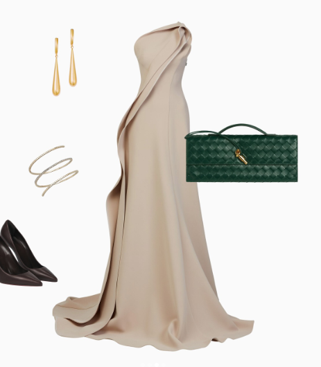 Beautiful Mermaid One Shoulder Champagne Long Satin Party Dress Classy Prom Dress Secondary image