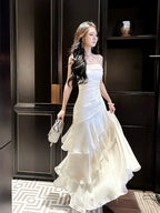 Beautiful Mermaid Spaghetti Straps Ivory Long Party Dress Classy Prom Dress