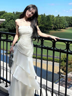 Beautiful Mermaid Spaghetti Straps Ivory Long Party Dress Classy Prom Dress
