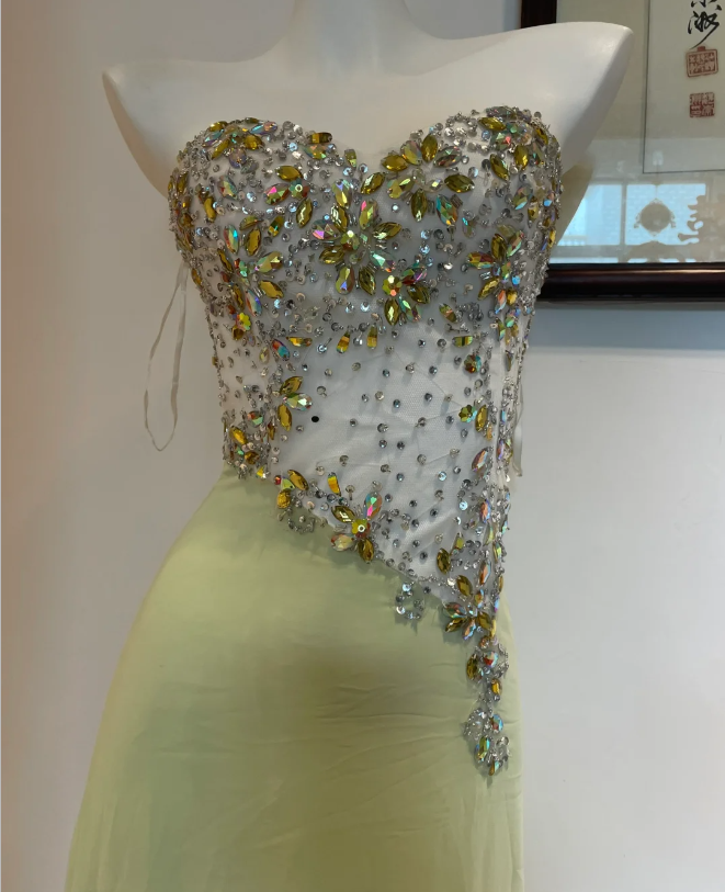 Beautiful Mermaid Sweetheart Neckline Rhinestone Chiffon Long Classy Prom Dress