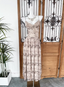 Beautiful Milk Tea Color Spaghetti Strap V-Neck Printed Satin Long Classy Prom Dress