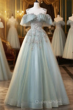 Beautiful Mint Blue Round Neckline Party Dress, Tulle With Sweet 16 Dress Evening Prom Dress