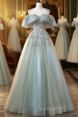 Beautiful Mint Blue Round Neckline Party Dress, Tulle With Sweet 16 Dress Evening Prom Dress