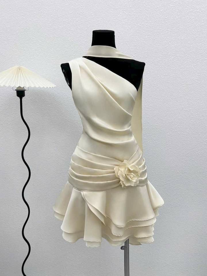 Beautiful One Shoulder Satin Pleated A Line Homecoming Dress Main image