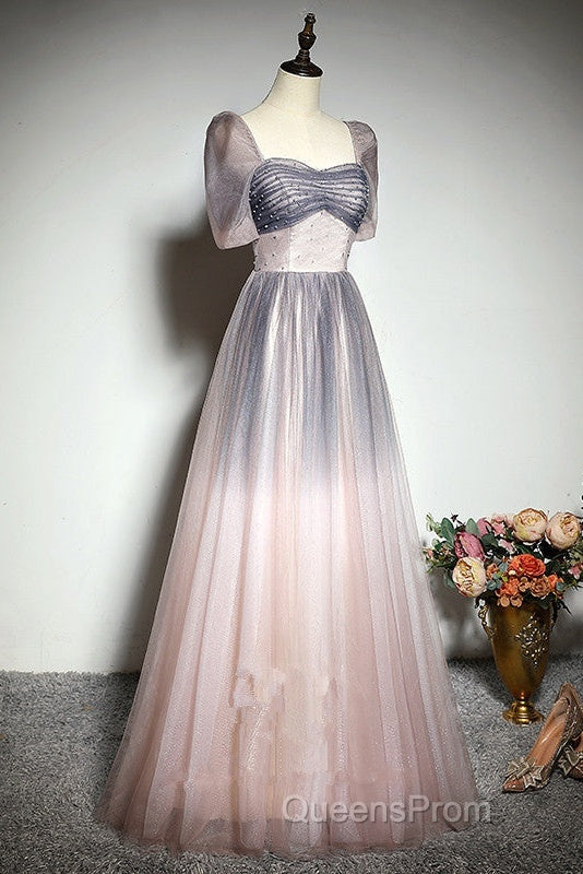 Beautiful Pink Gradient Beaded Sweetheart Long Evening Prom Dress, Tulle Evening Dress Secondary image