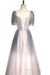 Beautiful Pink Gradient Beaded Sweetheart Long Evening Prom Dress, Tulle Evening Dress