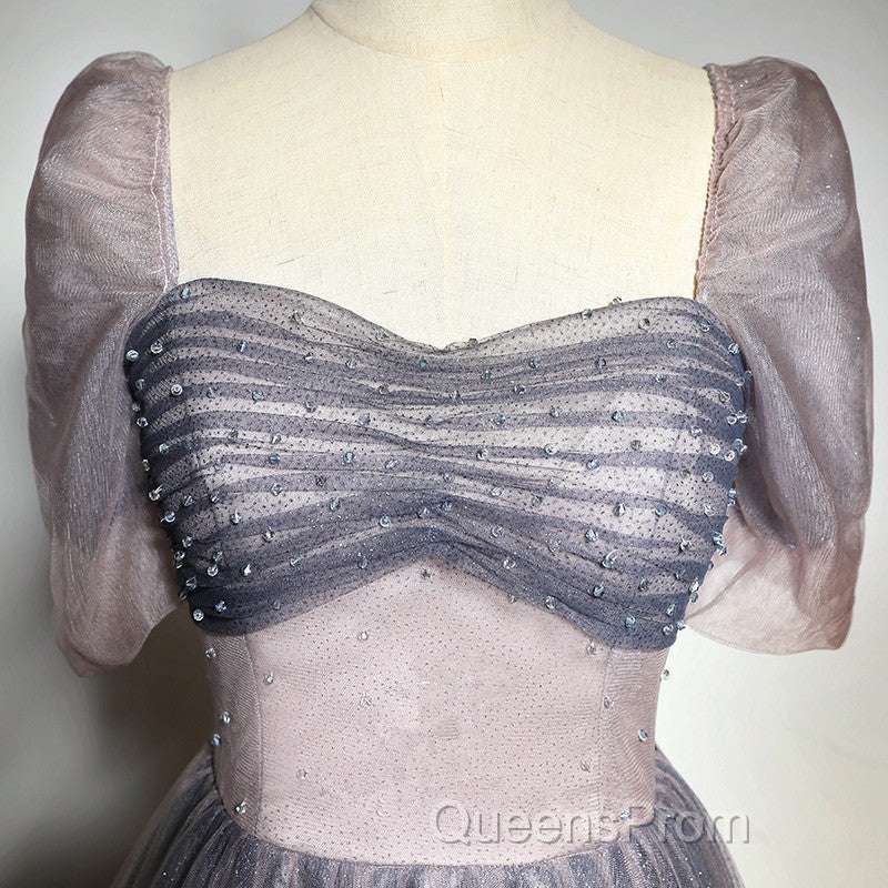 Beautiful Pink Gradient Beaded Sweetheart Long Evening Prom Dress, Tulle Evening Dress