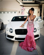 Beautiful Pink Sequin Beaded Mermaid Classy Evening Dress Classy Prom Dress