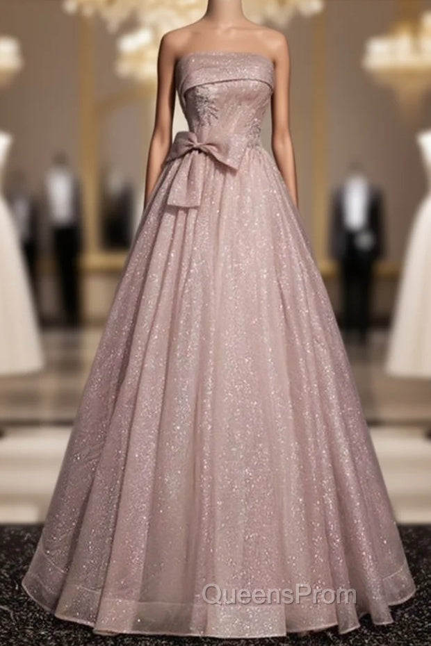 Beautiful Pink Tulle Sequins Strapless Pleats Beading Evening Prom Dress Evening Ball Gown Brithday Quinceanera Dress Main image