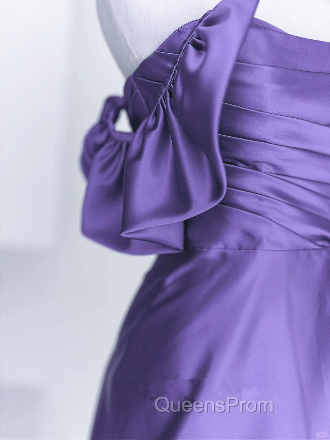 Beautiful Purple Satin Off Shoulder Evening Dress, Purple Satin Evening Dress Evening Prom Dress