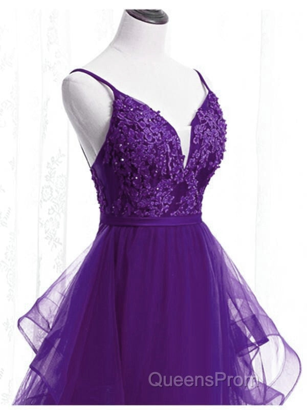 Beautiful Purple Tulle Layers With Lace Long Evening Dress, Purple Evening Prom Dress Party Dress Secondary image