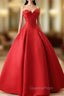 Beautiful Red Satin Evening Prom Dress A-Line Sweetheart Ball Sleeveless Backless