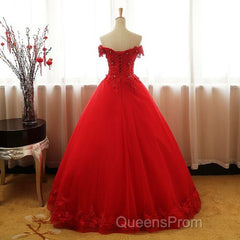 Beautiful Red Tulle Sweet 16 Gowns, Evening Prom Gowns, Red Party Dress