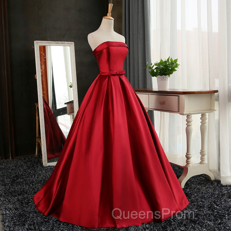 Beautiful Satin Scoop Floor Length Ball Evening Prom Dress , Dark Red Sweet 16 Gown Secondary image
