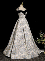 Beautiful Satin Sweetheart Off Shoulder Evening Prom Dress, A-Line Satin Evening Dress
