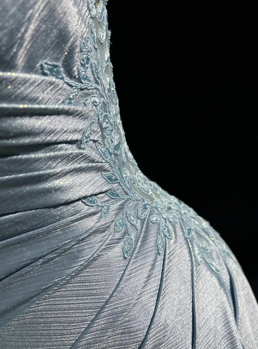 Beautiful Spaghetti Strap Mermaid Glitter Satin Long Classy Prom Backless Applique Classy Evening Gown Simple Wedding Dress