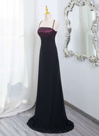 Beautiful Straps Spandex And Lace Classy Evening Dress, Black And Burgundy Classy Prom Dress