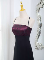 Beautiful Straps Spandex And Lace Classy Evening Dress, Black And Burgundy Classy Prom Dress