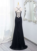 Beautiful Straps Spandex And Lace Classy Evening Dress, Black And Burgundy Classy Prom Dress