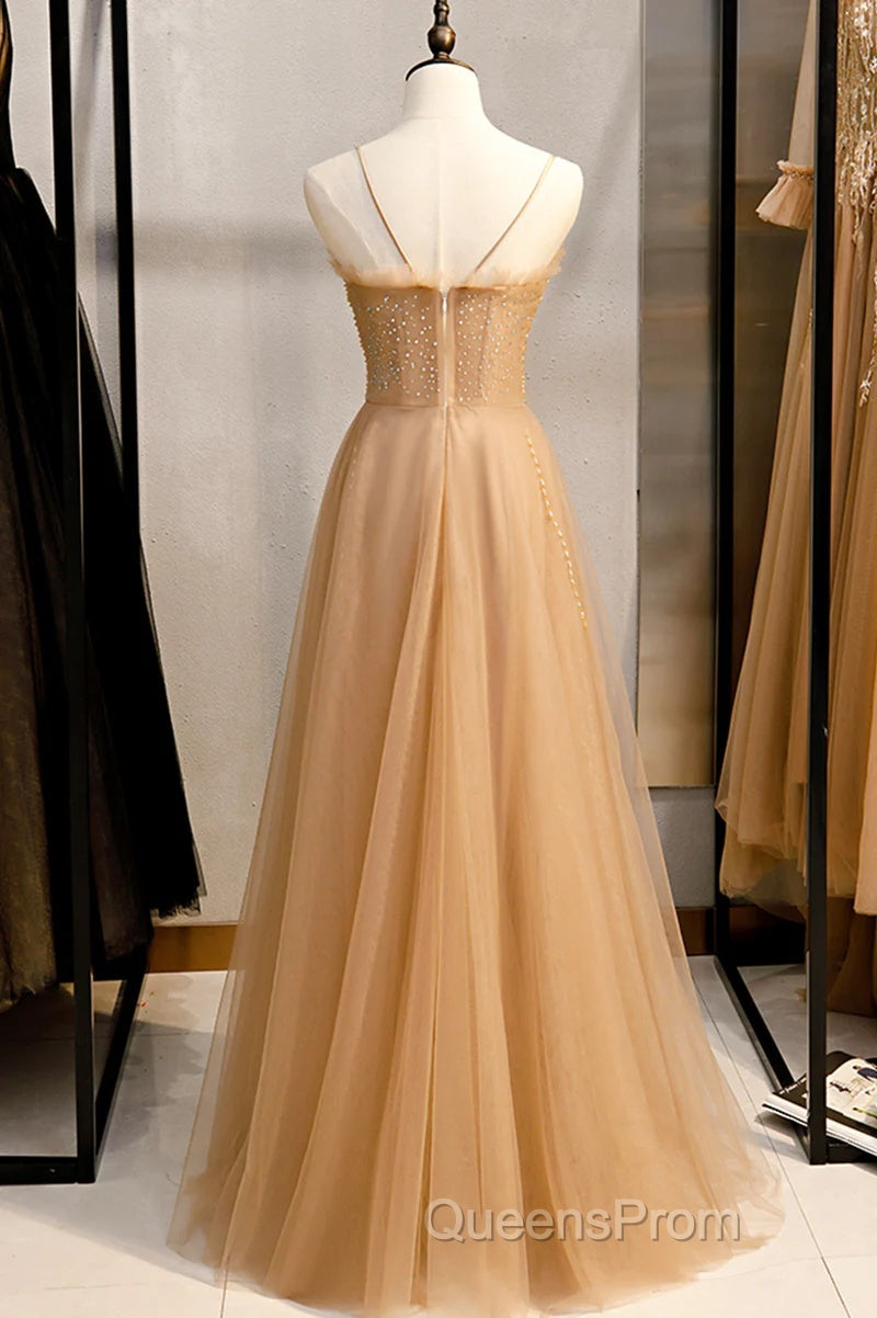 Beautiful Tulle Beaded Sweetheart Party Dress, A-Line Tulle Floor Length Evening Prom Dress