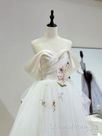 Beautiful Tulle Lace Long Evening Prom Dress, Off The Shoulder Evening Party Dress