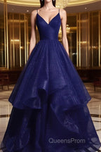 Beautiful Tulle Layers Straps Long Party Dress Formal Dress, A-Line Evening Evening Prom Dress