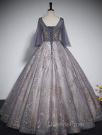 Beautiful Tulle V-neckline Long Evening Dress, Tulle Lace Applique Party Dress