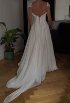 Beautiful White Chiffon A Line Classy Prom Dress Wedding Dress