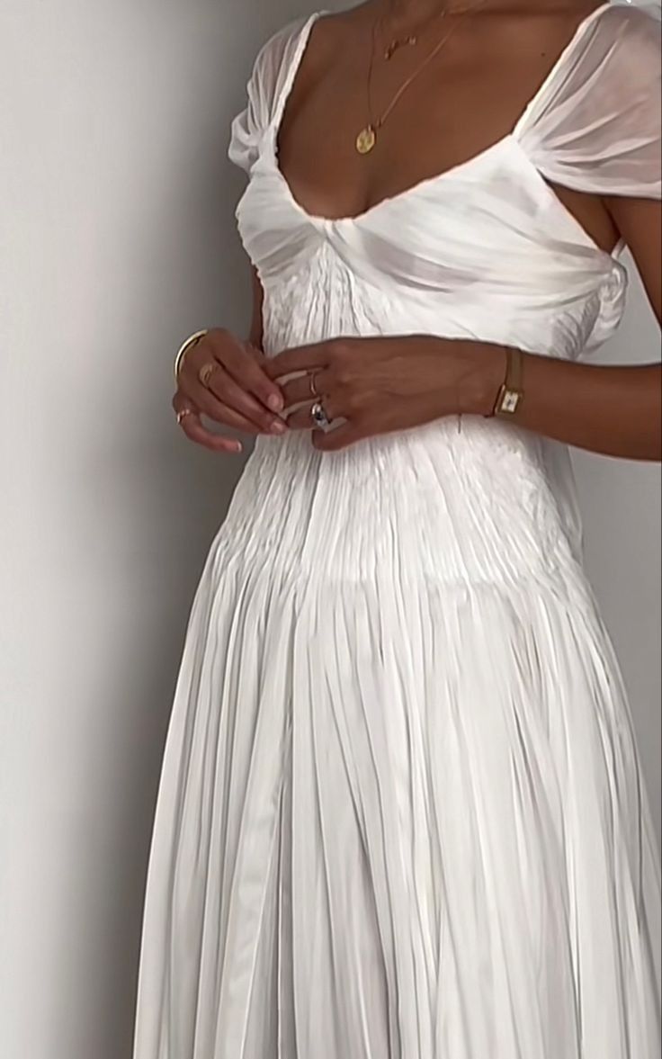 Beautiful White Chiffon A Line Classy Prom Dress Wedding Dress