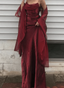 Beautiful Wine Red Satin Long Classy Prom Dress With Straps, Wine Red Long Party Dress